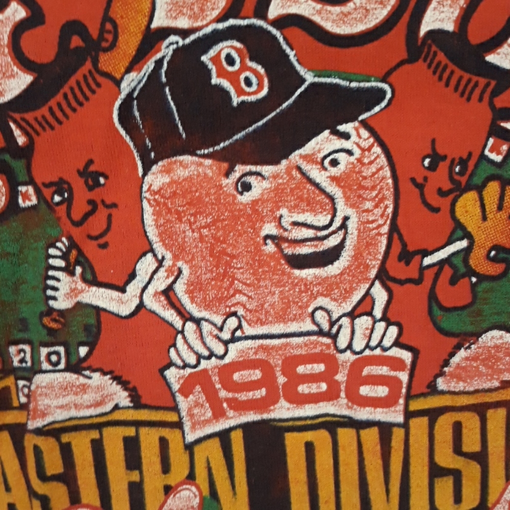 BOSTON RED‎ SOX MLB Vintage Red Single Stitch Mens T Shirt Sz L VTG RARE 80s